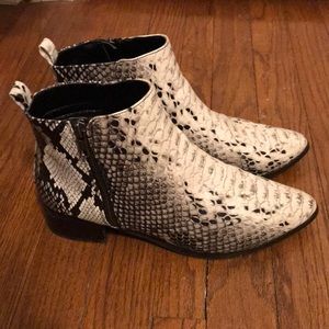 ASOS snake skin ankle booties